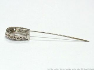 Ultra Fine Antique 1ctw Diamond 14k Pin White Gold Horseshoe Stick Tie Lapel Pin 7