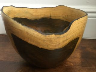 Vintage Lg Stunning Burl Wood Bowl Artisan Made Natural Organic Sculpture Turned