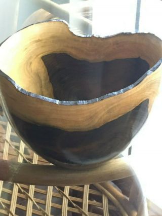 Vintage LG Stunning Burl Wood Bowl Artisan Made Natural Organic Sculpture Turned 2