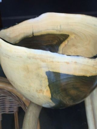 Vintage LG Stunning Burl Wood Bowl Artisan Made Natural Organic Sculpture Turned 3