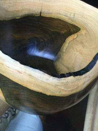 Vintage LG Stunning Burl Wood Bowl Artisan Made Natural Organic Sculpture Turned 4