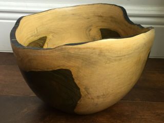 Vintage LG Stunning Burl Wood Bowl Artisan Made Natural Organic Sculpture Turned 5
