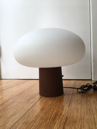 Vintage Teak Cylinder Laurel Mushroom Lamp Mid Century Modern Eames Knoll