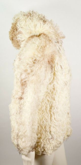Vintage Women ' s Curly Sheep Skin Coat Shaggy Mongolian Fur Long Lamb Boho Jacket 2