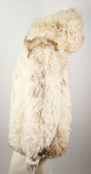 Vintage Women ' s Curly Sheep Skin Coat Shaggy Mongolian Fur Long Lamb Boho Jacket 4