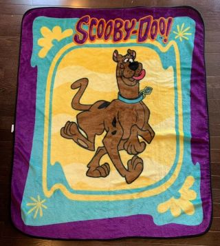 Vtg Scooby Doo Soft Royal Plush Throw Blanket 2000 50”x 60” Northwest Rare