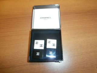Gorgeous Vintage Chanel Clip - On Black & White C - Logo Domino Earrings