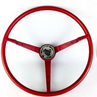 Vintage 3 Spoke Red Steering Wheel Rare Oem Tractor Wheel