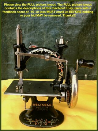 ANTIQUE FOLEY & WILLIAMS RELIABLE CAST IRON TOY HAND CRANK SEWING MACHINE 2