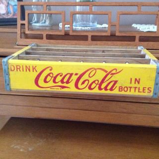 Vintage 1965 Coca Cola Soda Pop Gas Station Wooden Case Sign 24 Bottle