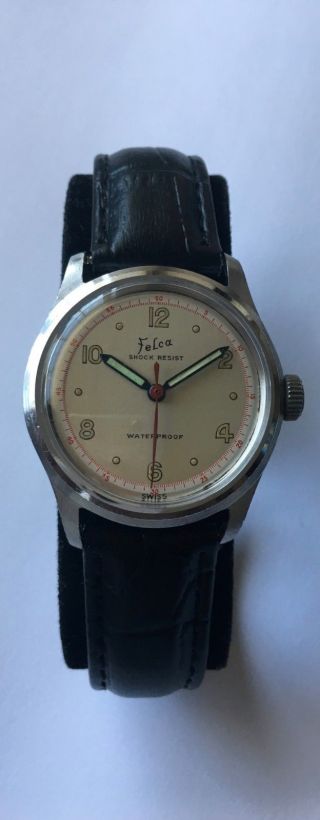 Vintage Military Felca Watch Shock Resistant 17 Jewels Swiss Made Rare