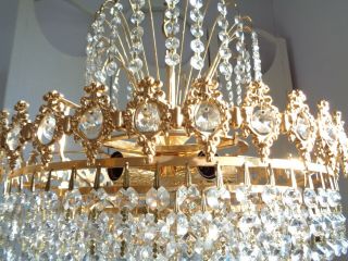 large vintage gold waterfall lead crystal 8 tier chandelier 3