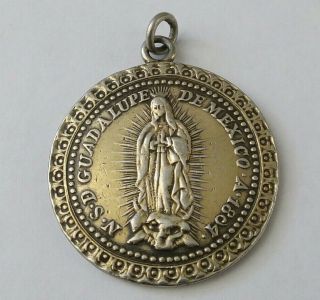 Vintage Sterling Silver Virgin Of Guadalupe Aztec Pendant Ref218
