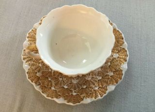 Vintage Meissen Gold And White Clam She’ll Design Demi Cup & Saucer Estate Find