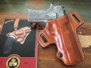 Vintage Galco Brown Lether Owb Lined Holster For Colt.  45 1911 Government