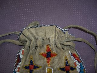 Vintage 1900s Native American Northern Plains Beaded Tobacco Medicine bag 6