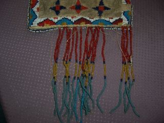 Vintage 1900s Native American Northern Plains Beaded Tobacco Medicine bag 8