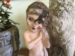 Vintage Nude naked chalk ware carnival fair doll paint Lady Godiva? 2