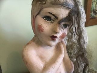 Vintage Nude naked chalk ware carnival fair doll paint Lady Godiva? 5