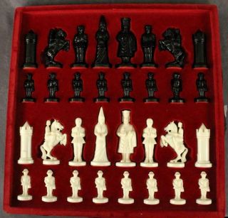 Vintage Chess Set Berliner Schach 1960s Era German Medieval Characters
