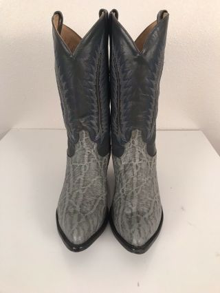 Tony Lama Vintage Style 8912 Gray Blue Exotic Leather Cowboy Boots Sz 12ee