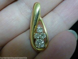 Vintage 14k Yellow Gold Diamond Pendant - Tcw 0.  62
