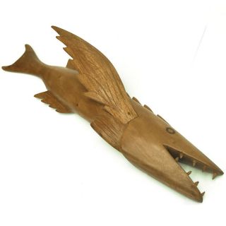 A Fine Vintage Pitcairn Island Wooden Flying Fish Carved By Calvert Warren