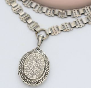 Antique Victorian Book Chain Bookchain Sterling Silver Star Locket Necklace
