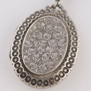 Antique Victorian Book Chain Bookchain Sterling Silver Star Locket Necklace 6