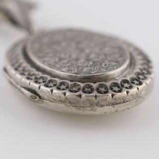 Antique Victorian Book Chain Bookchain Sterling Silver Star Locket Necklace 8