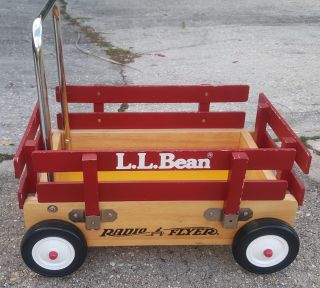 Kids Baby Vintage Red Walker Push Wagon Radio Flyer Wooden Toy Cart L.  L.  Bean