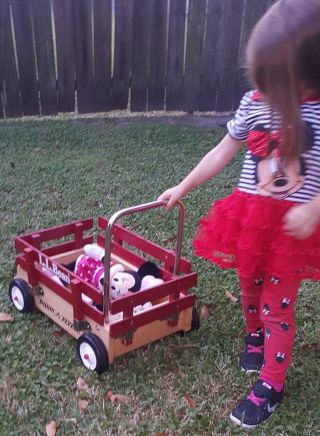 Kids Baby Vintage Red Walker Push Wagon Radio Flyer Wooden Toy Cart L.  L.  Bean 2