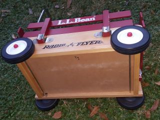 Kids Baby Vintage Red Walker Push Wagon Radio Flyer Wooden Toy Cart L.  L.  Bean 3