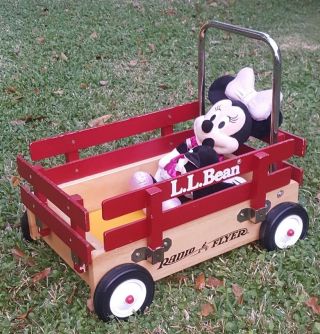 Kids Baby Vintage Red Walker Push Wagon Radio Flyer Wooden Toy Cart L.  L.  Bean 4