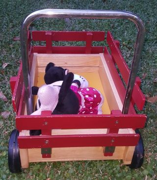 Kids Baby Vintage Red Walker Push Wagon Radio Flyer Wooden Toy Cart L.  L.  Bean 6