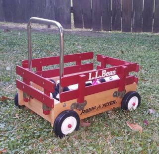 Kids Baby Vintage Red Walker Push Wagon Radio Flyer Wooden Toy Cart L.  L.  Bean 8