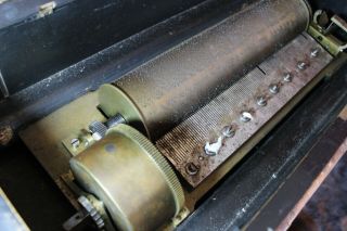 Antique 12 Tune Music Box 1880 ' s Cylinder Roll J H HELLER BERN Inlayed Box Swiss 5