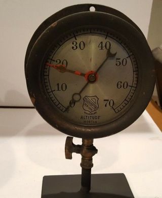 Large 6 " Vintage Brass Pressure Altitude Gauge By Ashcroft,  Steampunk,  Antique
