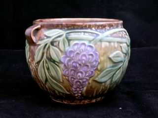 Vintage Roseville Wisteria Flower Art Pottery Vase 5 3/4 " X 4 " - 2 Handled Bowl