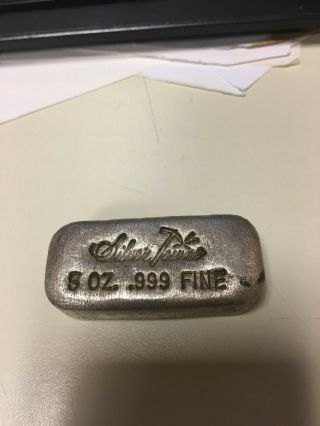 Vintage Silvertown Poured 5 Oz.  999 Fine Silver Bar Old Style Serial 00496