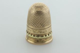 Vintage Estate 14k Yellow Gold Hand Engraved Sewing Thimble