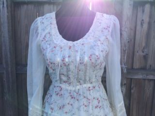 Vtg GUNNE SAX Floral Lace Romantic Prairie Hippy Victorian Wedding Maxi Dress 11 2