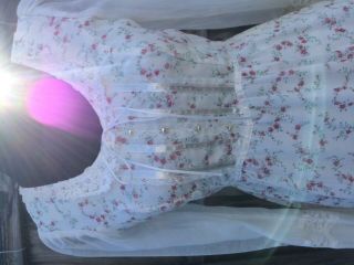 Vtg GUNNE SAX Floral Lace Romantic Prairie Hippy Victorian Wedding Maxi Dress 11 3
