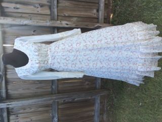 Vtg GUNNE SAX Floral Lace Romantic Prairie Hippy Victorian Wedding Maxi Dress 11 4
