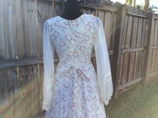Vtg GUNNE SAX Floral Lace Romantic Prairie Hippy Victorian Wedding Maxi Dress 11 8