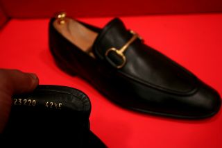 $949.  00 Gucci Rare Men Exclusive Black Leather Loafer Shoes Gucci Size 42.  5 E