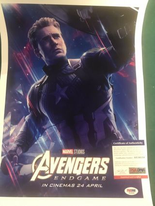 Psa Signed Chris Evans Captain America Avengers Photo Poster Rare Endgame Print