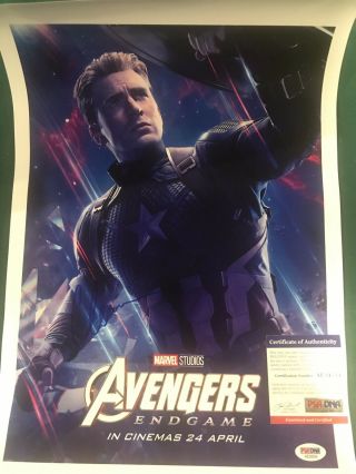 Psa Signed Chris Evans Captain America Avengers Photo Poster Rare Endgame Print 2