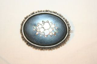 Vintage Large Micro Mosaic Brooch Set Into 925 Silver Mount.