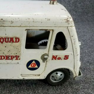 VTG Tonka Fire Rescue Squad Ambulance Dept No 5 Van Truck Metal Toy 1950 ' s 10